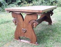 Horse table horse furniture horse carving table wooden table horse gift furniture wooden furniture for horsemen horse carving