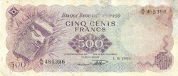 500 frank francs 1964 Kongó Nagyon ritka