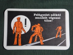 Kártyanaptár, MÁV vasút, munka balesetvédelem,grafikai rajzos,1976