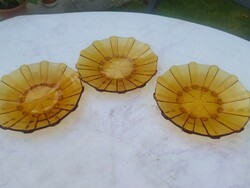 Small amber plate, cake plate, glass plate 3 pieces for sale!