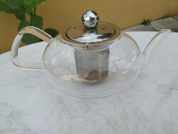 Heat-resistant glass jug, pitcher with tea filter for sale!