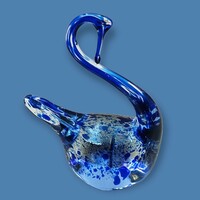 Kék színű muranói üveg hattyú figura