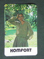 Kártyanaptár,Komfort,Módi ruházat divat,erotikus női modell,1981