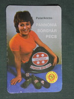 Kártyanaptár,Gyöngy üdítő ital,Pécs sörgyár,erotikus női modell,1981