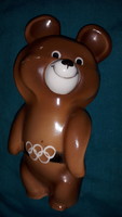 Régi CCCP szovjet DULEVO porcelán aranyozott öves Olimpiai Misa mackó figura 16 cm a képek szerint