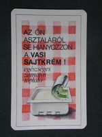 Kártyanaptár, Vas megyei tejipari vállalat, grafikai rajzos, Vasi sajtkrém,1980