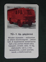 Card calendar, Csepel tü-1 fire truck, fire department, 1981