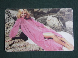 Card calendar, Békéscsaba knitwear factory, erotic female model, 1980