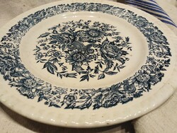 Folk ceramic plate / white - blue.