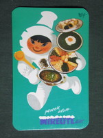 Kártyanaptár,Mirelite fagyasztott élelmiszer,grafikai rajzos,reklám baba,figura, 1981