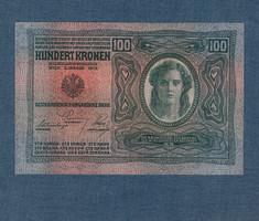 100 Korona 1912 Deutschösterreich bélyegzés Mind a két oldala német nyelvű UNC- aUNC