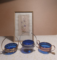 3 Royal blue English glass bowls, offer, pcs/price