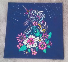 New! Unicorn picture, hand painted, 30x30cm, made on stretched canvas with dotting technique