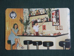 Card calendar, afés mini bar, Kunszentmárton press, female model, 1980
