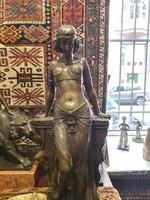 Beautifully crafted Egyptian female bronze statue! With deposite mark J.B. 58 cm high.