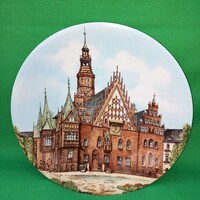 Villeroy & Boch  " Rathaus in Breslau " ,nagyméretű, porcelán, fali tányér, falidísz.