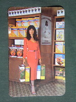 Card calendar, Tomi washing powder, Tiszament chemical works, Szolnok, erotic female model, 1981