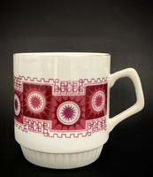 Zsolnay display mug with burgundy retro pattern
