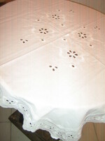 Beautiful Madeira embroidered white lace tablecloth