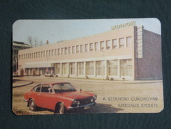 Card calendar, Szolnok sugar factory, fiat 124 sport coupé, intact, 1980