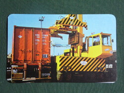 Card calendar, máv railway, transport, container loader, truck, 1981