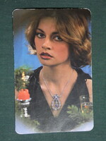 Kártyanaptár, Óra Ékszer vállalat, erotikus női modell,1980