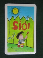 Card calendar, Sió fruit juice soft drink, Siófok state farm, graphic, humorous, 1980