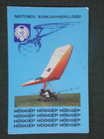 Card calendar, beaver engine hang glider, hódmezővásárhely, 1987