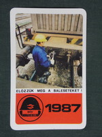 Kártyanaptár, MÁV vasút, balesetmegelőzés, 1987