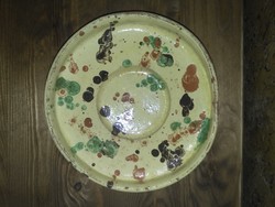 Antique splashed ceramic plate, peasant plate