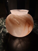 Peach colored, blown glass vase
