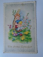 D198910 Kislány csibékkel tojásokkal  -húsvéti lap  1940-50's