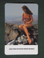 Card calendar, with a sticker on the back, a crisp, erotic female model from Nógrád, 1987