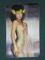 Card calendar, Halért company, erotic female nude model, 1984