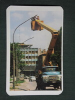 Card calendar, Dédás electricity supplier Pécs, zil basket truck, 1987