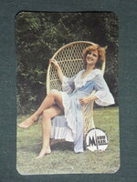 Card calendar, Meruker, Mecsek store Pécs, erotic female model, 1984