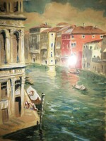 Rónay Kázmér(1883-1971): Velence, 1926. Gyönyörű, keretezett antik festmény, garanciával.