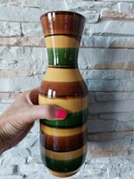Striped, glazed ceramic vase