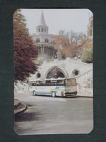 Card calendar, cooptourist, Budapest Fisherman's Bastion, Ikarus bus, 1987