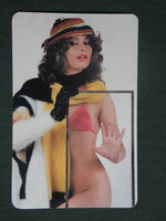 Kártyanaptár, Salgótarján síküveggyár ,erotikus női akt modell, 1987