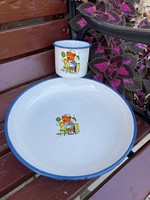 Bonyhádi retro enamel figure bear doctor mug plate doctor nostalgia