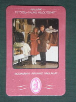 Kártyanaptár, BÁV bizományi áruház,ruházat, 1987