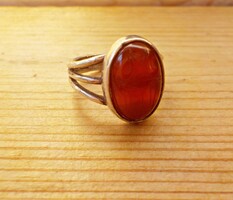 Handmade silver ring with engraved carnelian stone, size 54