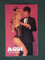 Card calendar, fashion, clothing, erotic female model, judge ica, 1987