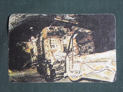 Kártyanaptár, Oroszlány szénbánya, bányász, bánya munkagép, 1984