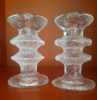 Timo Sarpaneva -Festivo by Iittala két gyűrűs modern öntött üveg gyertyatartó, 2 darab