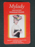 Kártyanaptár, Mylady mosogatószer, erotikus női modell, 1987