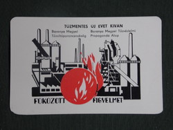 Kártyanaptár, Baranya tűzoltóság, Pécs, grafikai rajzos, 1987