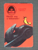 Card calendar, máv railway, accident prevention, 1987