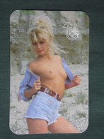 Kártyanaptár, Takarékszövetkezet,erotikus női akt modell, 1991